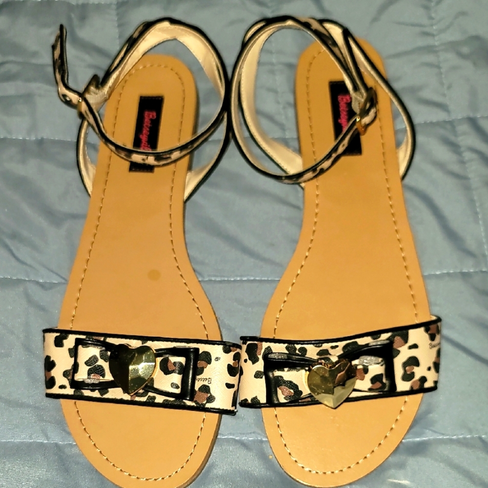 Betseyville Leopard Sandals with Decorative Strap